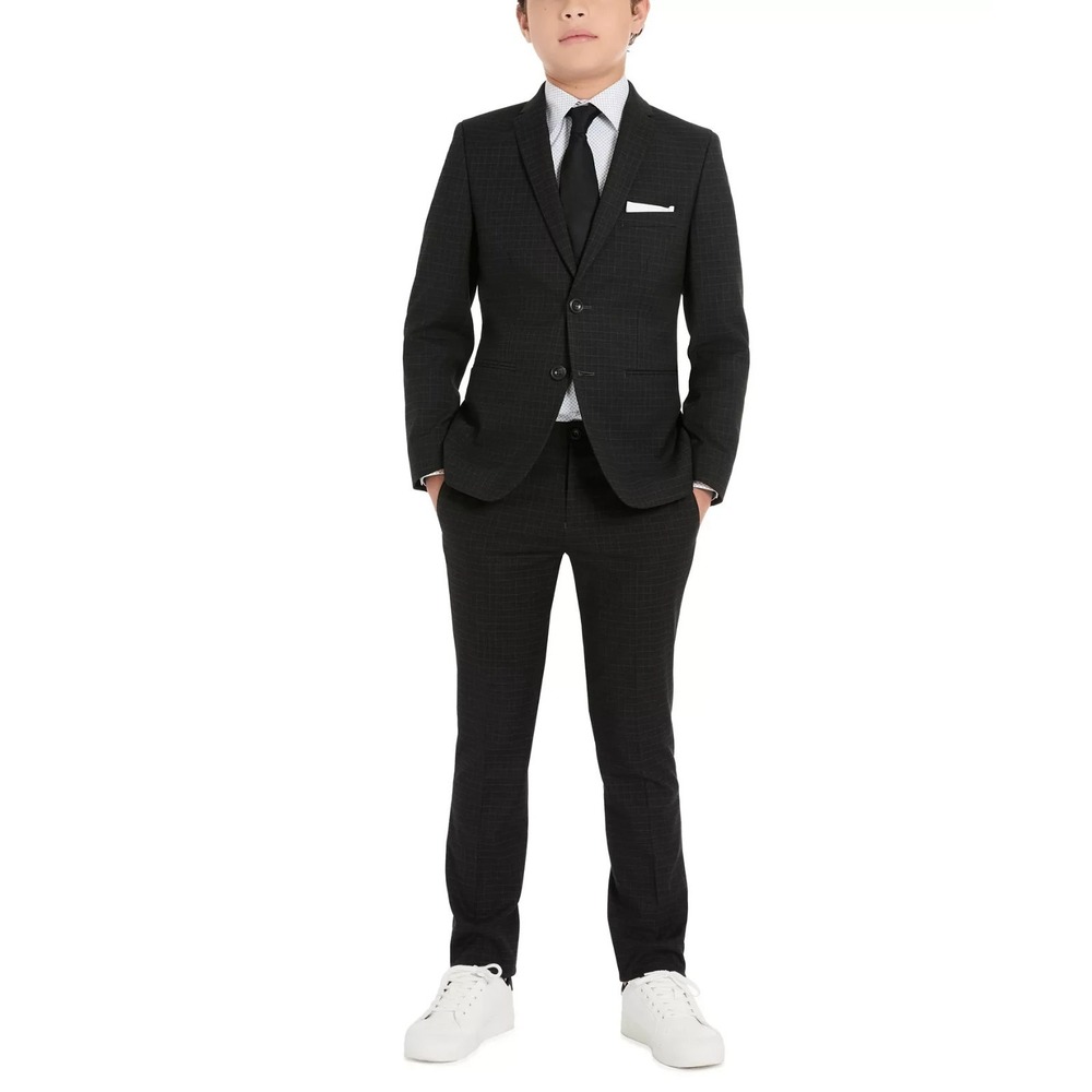 Michael Kors Boys 2 Piece Slim Fit Stretch Suit Grey / Black Size 18 New $225‎